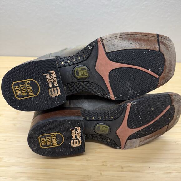 Dan Post Women's 6.5 Distressed Leather Western Boots Square Toe Teal Flame - Picture 7 of 7